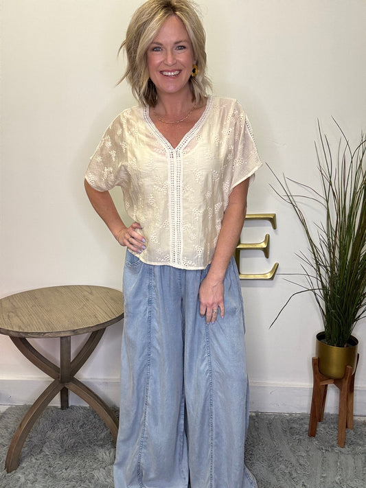 For Anything Trim Detailed Embroidered Top - Ella Chic Boutique