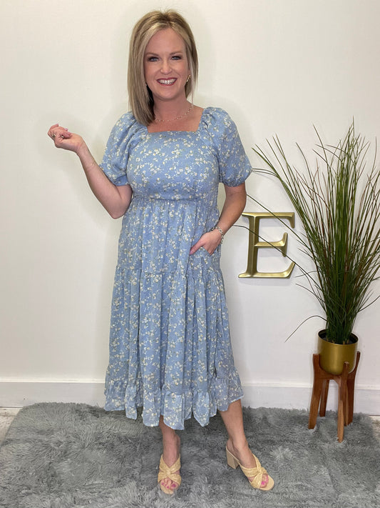The Poppy in Cosmic Blue Peasant Dress