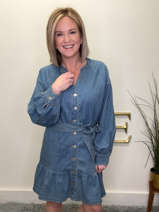 So Quaint Denim Dress - Ella Chic Boutique