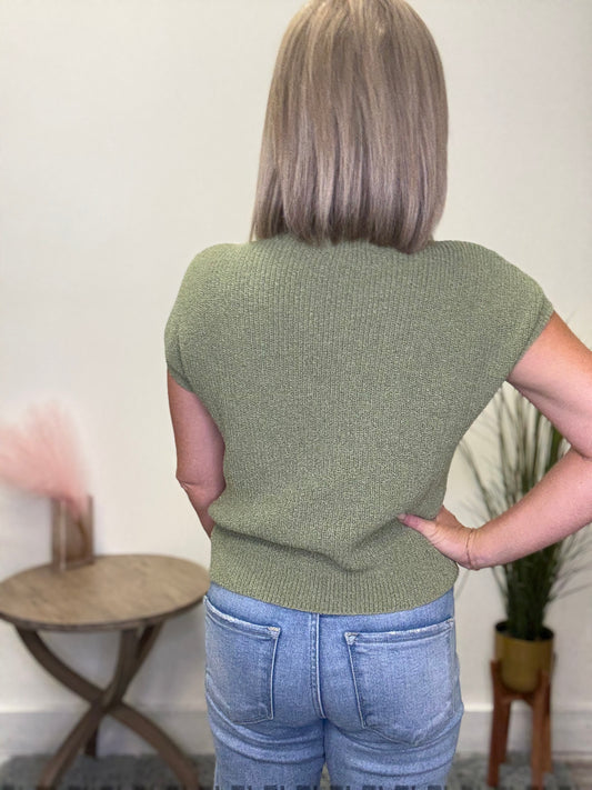 All Smiles Mock Neck Short Sleeve Sweater - Ella Chic Boutique