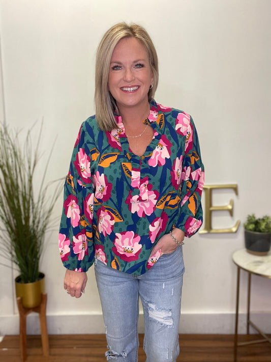 Rise Up Ruffle Neck Top - Ella Chic Boutique
