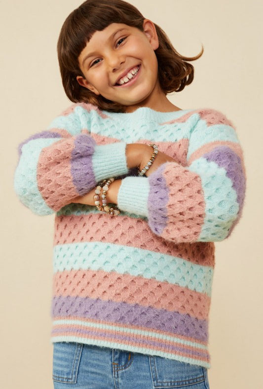 Girls Colorblock Chunky Sweater - Ella Chic Boutique
