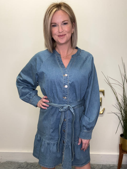 So Quaint Denim Dress - Ella Chic Boutique