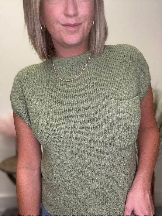 All Smiles Mock Neck Short Sleeve Sweater