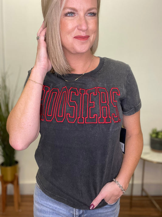 Hoosiers Washed and Cuffed Tee Shirt - Ella Chic Boutique