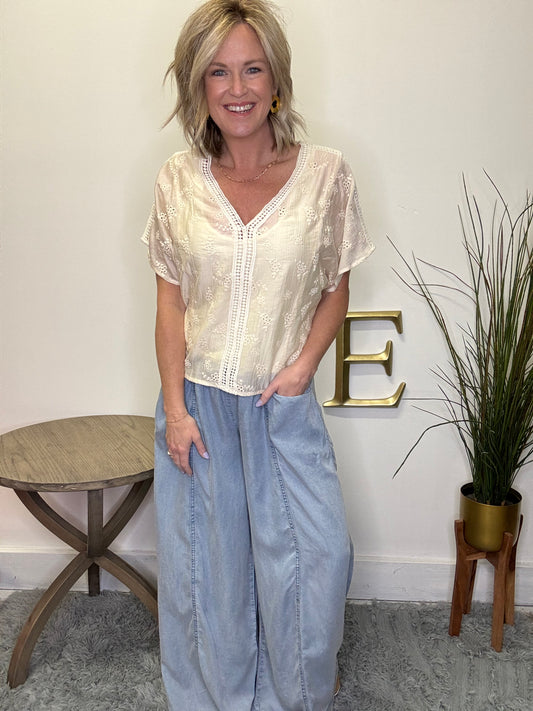 For Anything Trim Detailed Embroidered Top - Ella Chic Boutique