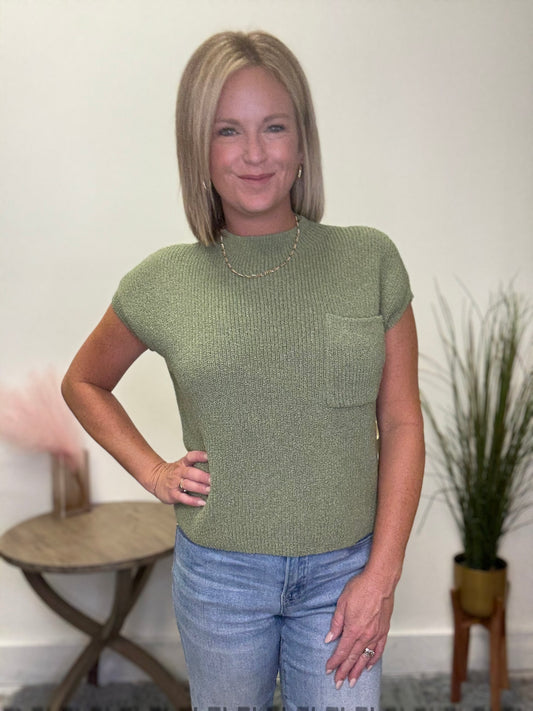 All Smiles Mock Neck Short Sleeve Sweater - Ella Chic Boutique