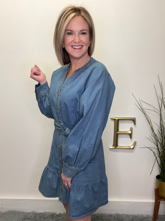 So Quaint Denim Dress - Ella Chic Boutique