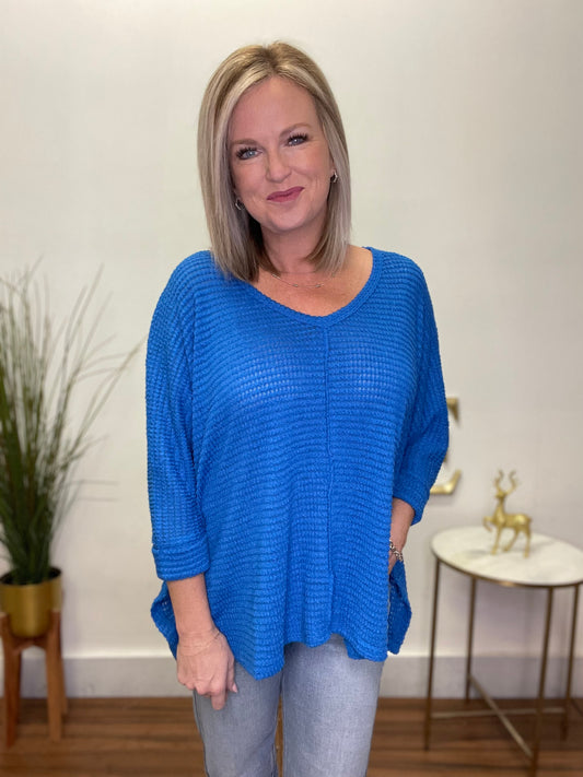 Always Welcome Waffle Knit Top - Ella Chic Boutique