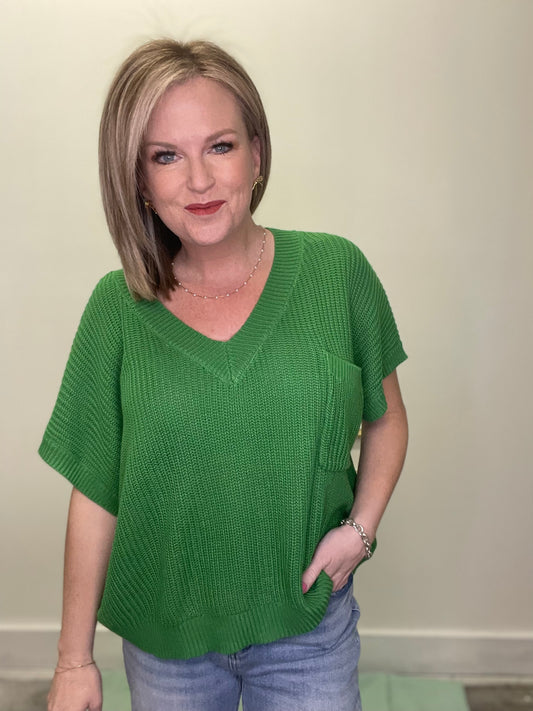 Quite Charming Knit Top in Kelly Green