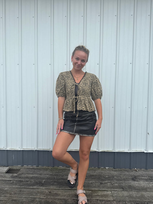 Bella Leopard Tie Top - Ella Chic Boutique
