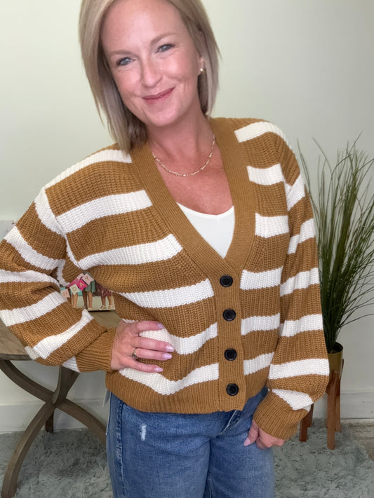Feeling Well Stripes and Buttons Cardigan