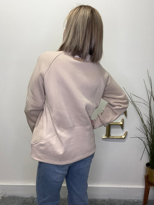 beige tan taupe pullover sweatshirt top soft athleisure athletic wear leggings comfy papermoon