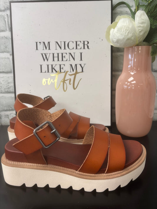 Jovie Favorite Cognac Sandals - Ella Chic Boutique