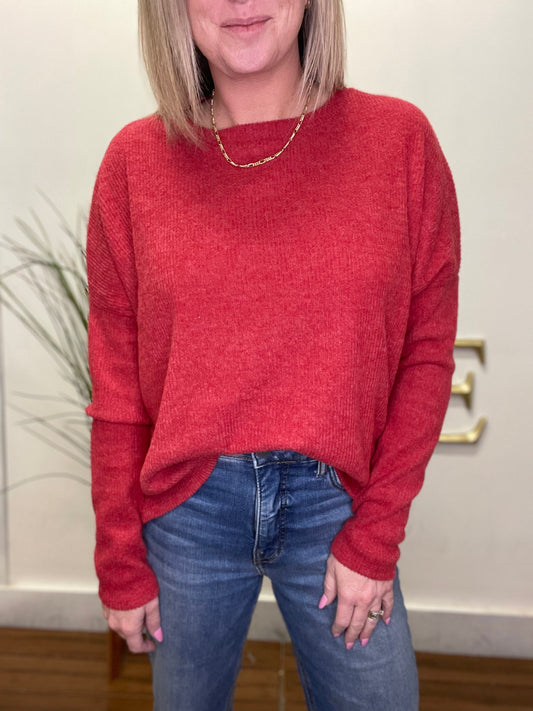 So Much Better Ribbed Top in Red - Ella Chic Boutique