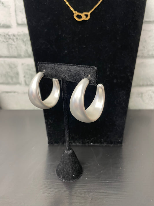 Matte Brushed Silver Large Hoop Earrings - Ella Chic Boutique