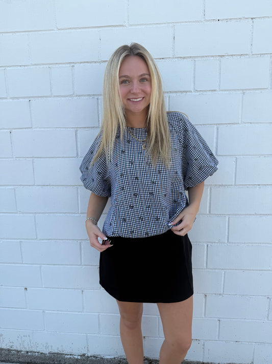Hyfve black mini skirt built in liner shorts comfy skort boutique