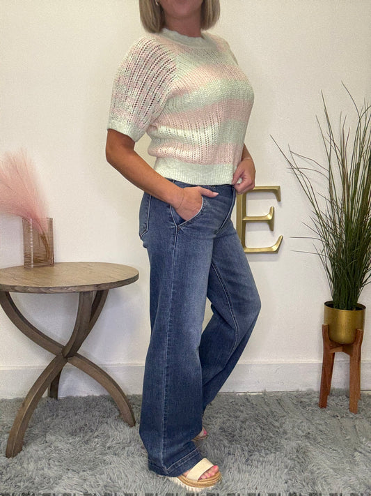 Judy Blue High Waist Double Button Trouser Jeans