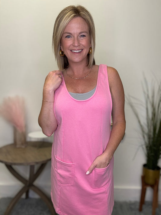 Pretty Pink Sleeveless Jumper Dress