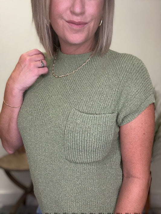 All Smiles Mock Neck Short Sleeve Sweater - Ella Chic Boutique