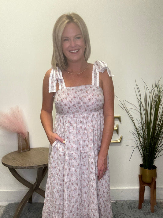 Glorious Gingham and Floral Dress - Ella Chic Boutique