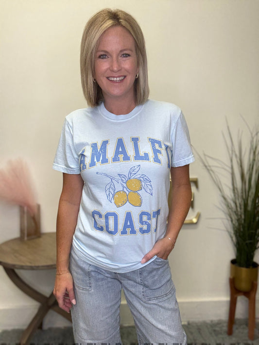 Light blue amalfi coast Lemon t-shirt graphic tee comfort colors