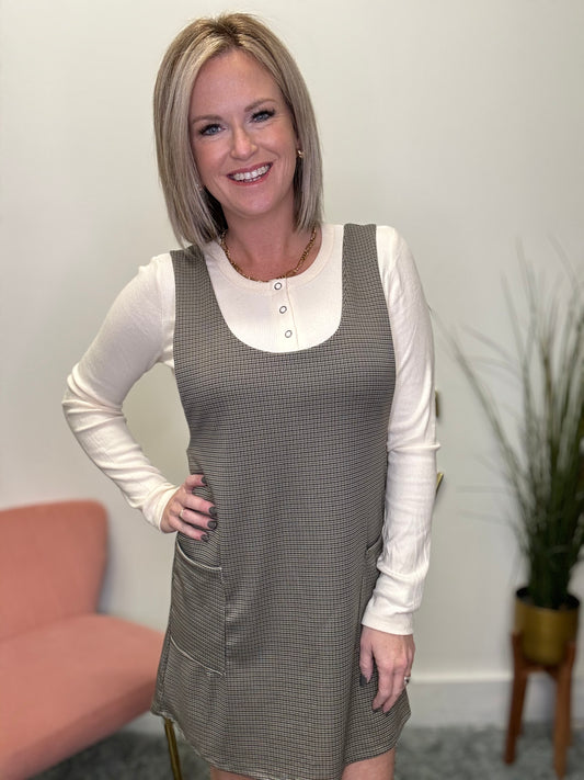 Call It Kennedy Houndstooth Pattern Dress - Ella Chic Boutique