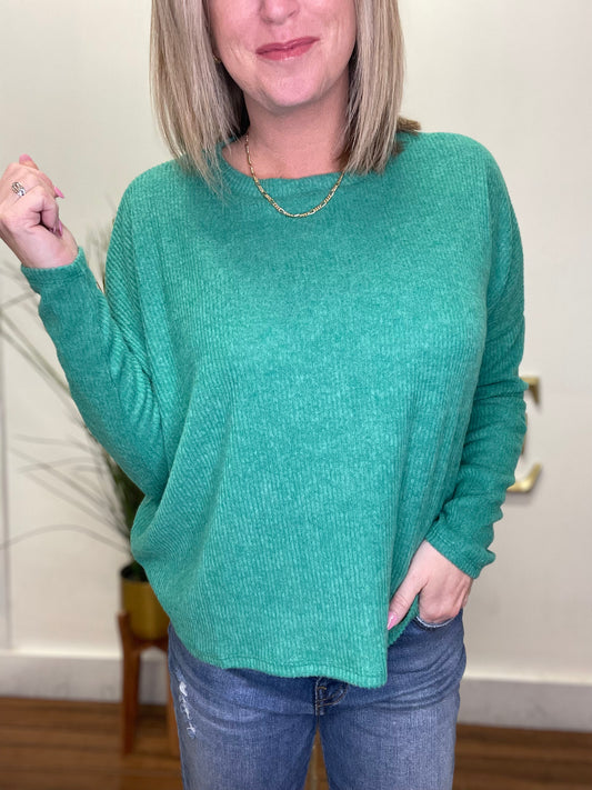 So Much Better Ribbed Top in Green - Ella Chic Boutique