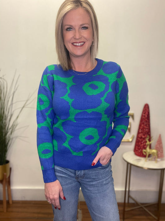 Feeling The Floral Pattern Sweater Top - Ella Chic Boutique