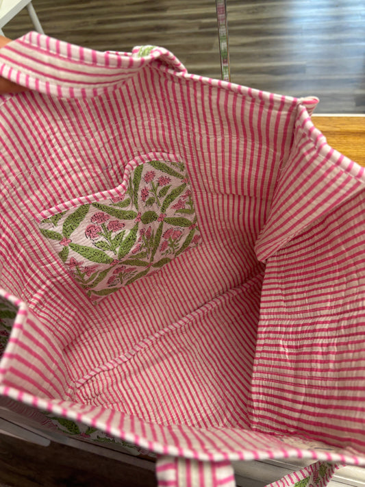 Miller Pink and Green Floral Tote Bag