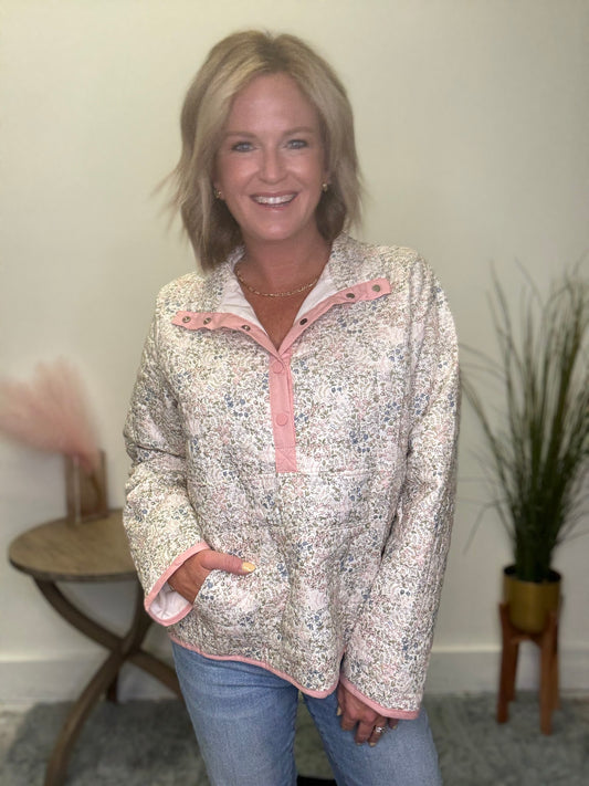 Ditsy Floral Printed Quilted Jacket