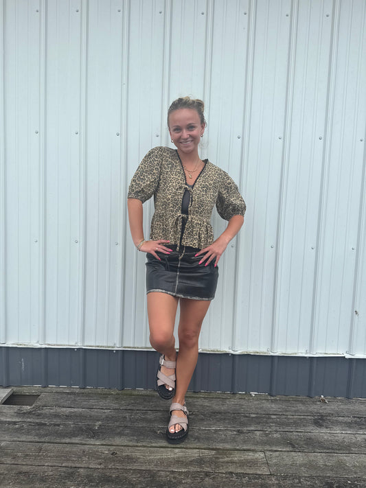 Bella Leopard Tie Top