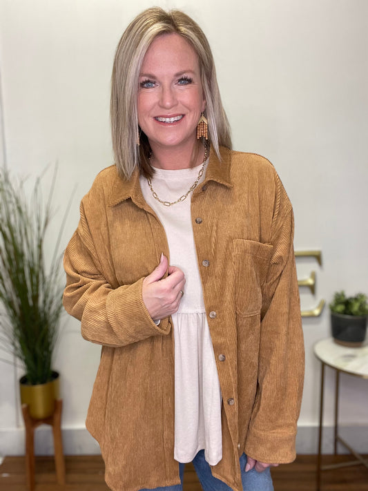 Find Your Place Corduroy Jacket in Camel - Ella Chic Boutique
