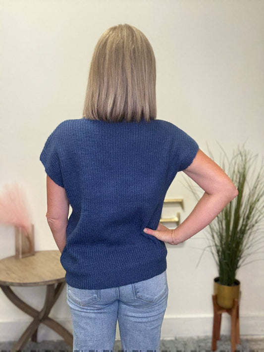 Mock Neck Embroidered Florals Sleeveless Sweater - Ella Chic Boutique