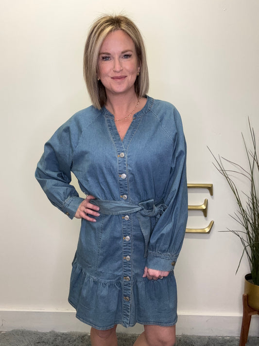 So Quaint Denim Dress - Ella Chic Boutique