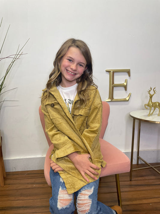Girls Make it Best Mustard Corduroy Shacket - Ella Chic Boutique