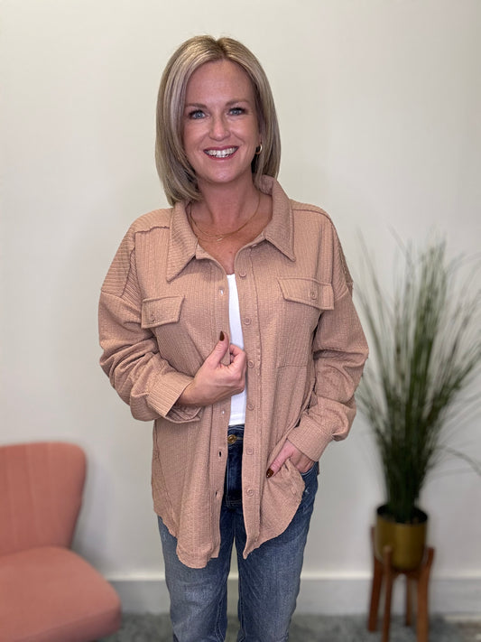 textured fabric shacket jacket very j button down front lightweight comfy 