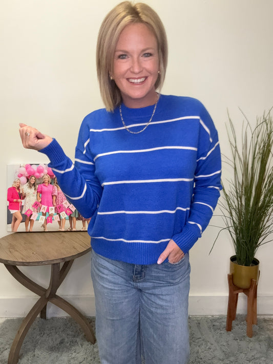 Brilliantly Blue Striped Sweater Top