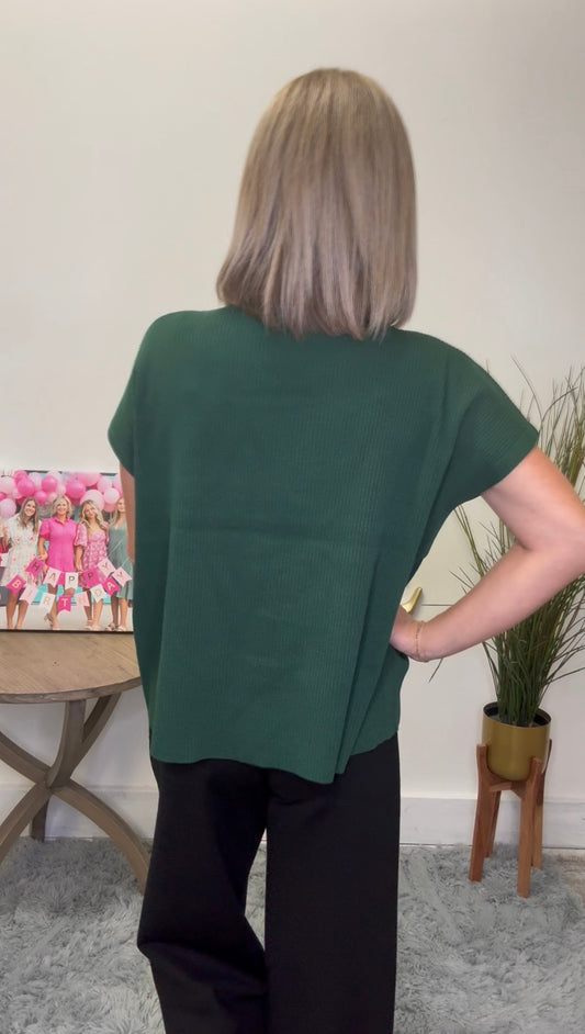 Ribbed Short Sleeve Longer Length Sweater - Ella Chic Boutique