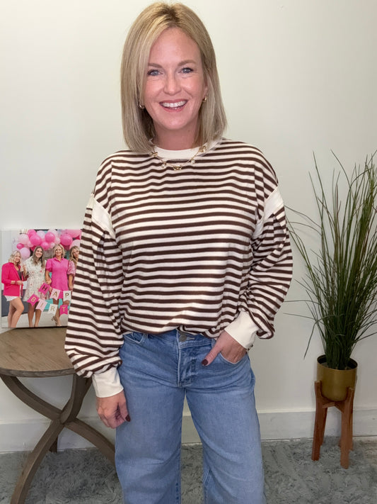 Borrow Mine Brown Stripes Top