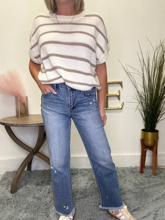 High Rise Cropped Straight Jeans by Vervet - Ella Chic Boutique