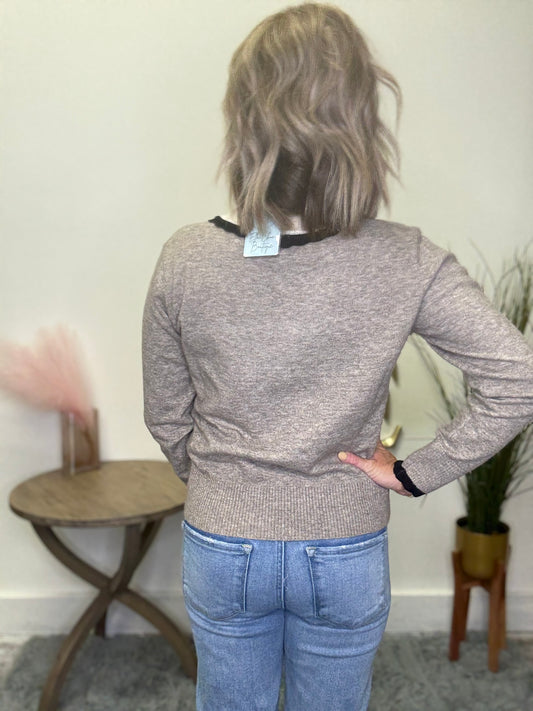 Varsity Contrast V-Neck Sweater