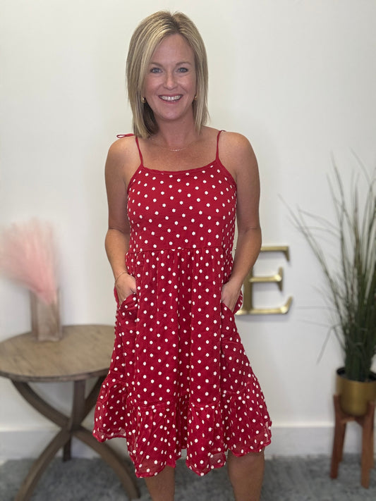 The Lovely Leon Dress in Red Daisy