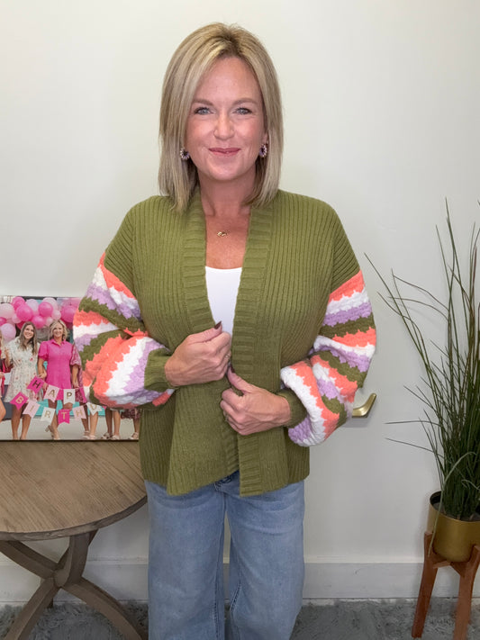 Pippa Olive Colorful Cardigan