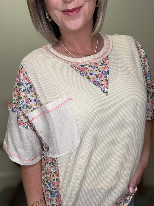It's Your Day Thermal and Floral Contrast Top