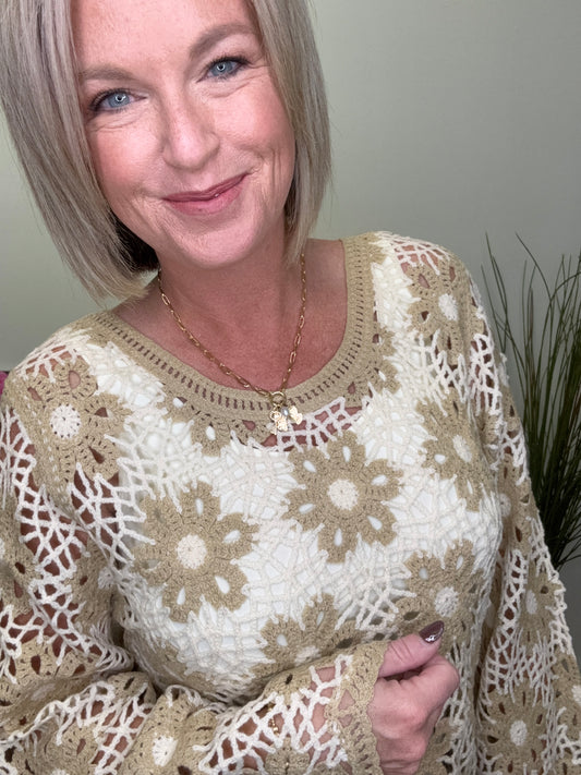 Flower Crochet Knit Top