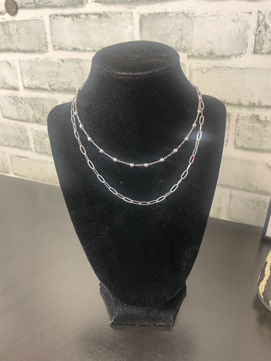 Silver Layered Chain Necklace - Ella Chic Boutique