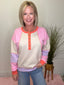 Spring is Colorful Henley Sweatshirt Pullover Top