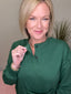 Starting Now Button Up Sweatshirt in Dark Green