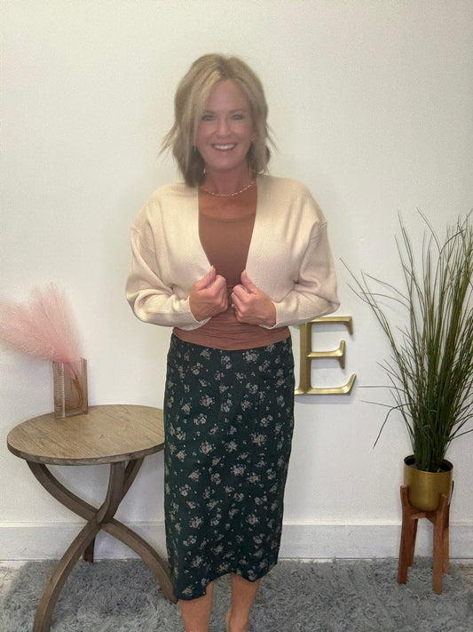 Open Front Shrug Cardigan in Ecru